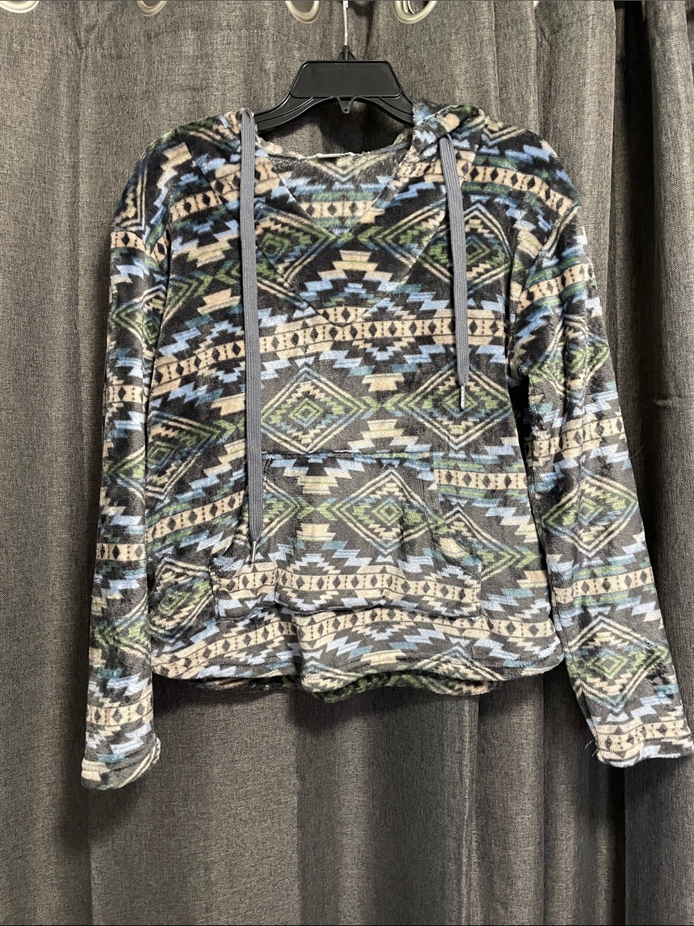 Wallflower Aztec Pullover Super Soft Sweatshirt - Blue, Green, Cream, Black